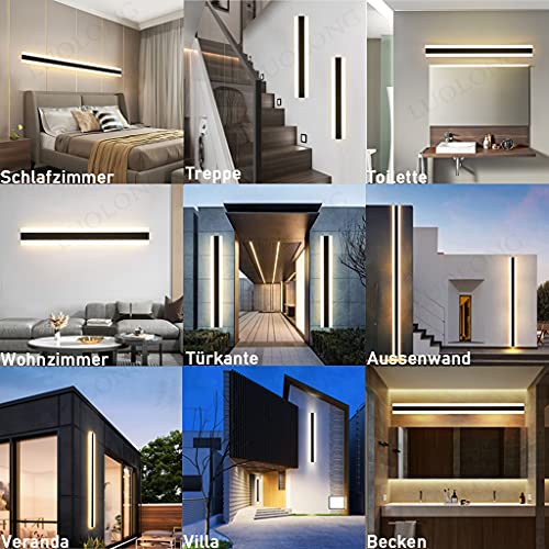 LED Long Wall Lamp Villa Wall Lamp Villa Porch Wall Lamp Outdoor IP65 Waterproof Wall Lights Black Long Light Bar Aluminum Outdoor Wall Lamp Acrylic Warm Light Garden Light-80CM,Warmes Licht - Image 4