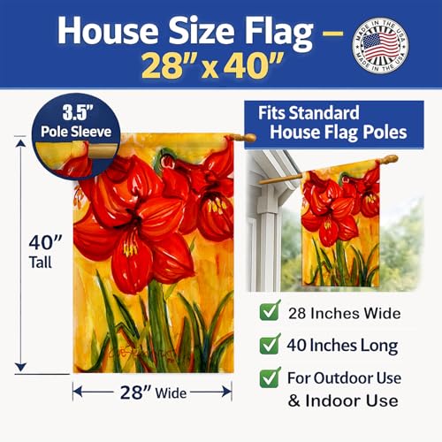 Amaryllis drapeau de maison en toile exclusive Caroline's Treasures