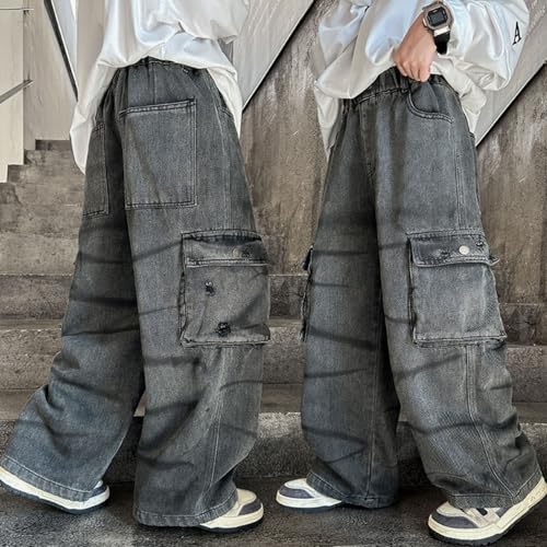 Boys Casual Loose Fit Straight Leg Cargo Pants for Kids Comfortable Trousers for Daily Outdoor Activities Ages3