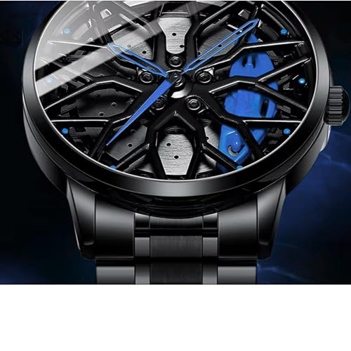 Image of Branded Men's Sport Quartz Watch Car Wheel Multicolour Dial Wheel Dial 360 Rotating Casual Fashion Stainless Steel Alloy Mens &Boy's Luxury Metal Gift Creative Watch