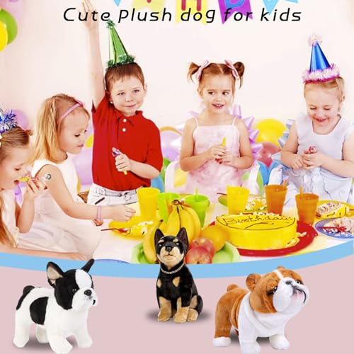 Tiny Heart Französische Bulldogge Stofftier Plüschtier 26cm/10” realistisches Bulldogge Plüsch schönes Tier niedliche und weiche Geschenke Hund für Kinder Jungen und Mädchen Spielzeug Weiß