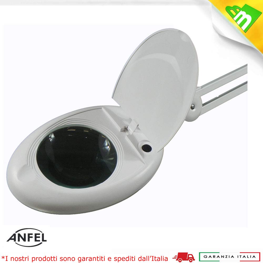 LENTE D'INGRANDIMENTO 5 DIOTTRIE CON 80 LED SMD ALTA RESA A LUCE FREDDA BIANCA E MORSETTO LAMPADA PER ESTETISTA ESTETICA LABORATORIO E LAVORI DI PRECISIONE