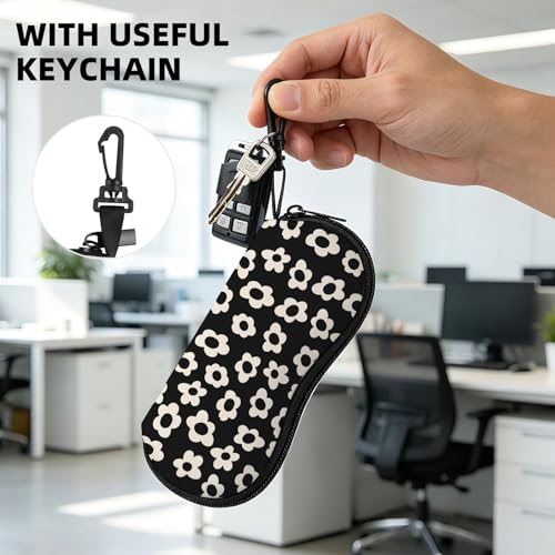 Image of Sunglasses Soft Case, Cute Ultra Light Portable Neoprene Zipper Eyeglass Glasses Case with Belt Clip for Men Women