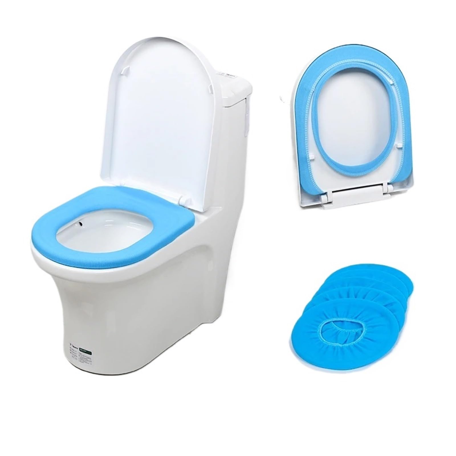 MZSKLW Padded Toilet Seat 3pcs Warm Soft Washable Toilet Seat Cover Mat for Home Decor Closestool Case Lid Accessories(Blue)