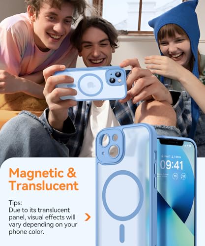 Image of CANSHN Magnetic for iPhone 13 Mini Case, Upgraded [Full Camera Protection] [Compatible with Magsafe] [Translucent Matte] Shockproof Protective Phone Case for iPhone 13 Mini 5.4 inch - Light Blue