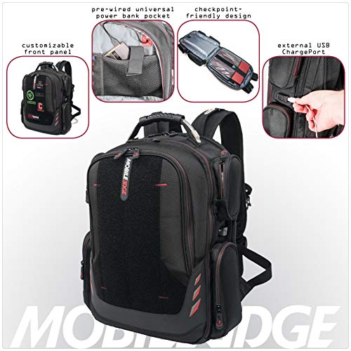 Core Gaming Laptop Backpack From Mobile Edge Core Gaming, 17.3 Inch, External Usb 3.0 Quick-Charge Port W/Built-In Charging Cable, Patch Panel - Black W/Red Trim - Mecgbpv1 #TOP2