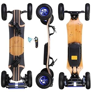 Electric Skateboard with LCD Remote Controlï¼V5 & G5 & Off-Road Electric Longboard with Light for Adults, 1650W Dual Motor, 27 MPH & 18 Miles Range, 7+2+2 Maple and Fiber Glass Up to 330 lbs