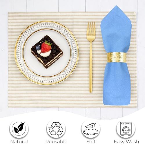 Ramanta Home Light Blue Cotton Dinner Napkins Set of 12, 18x18 Inch 100% Cotton Cloth Napkins, Reusable Fabric Table Napkins for Everyday Dining, Parties, Wedding, Spring & Easter Table Décor Washable by Ramanta Home - Used condition - Image 8