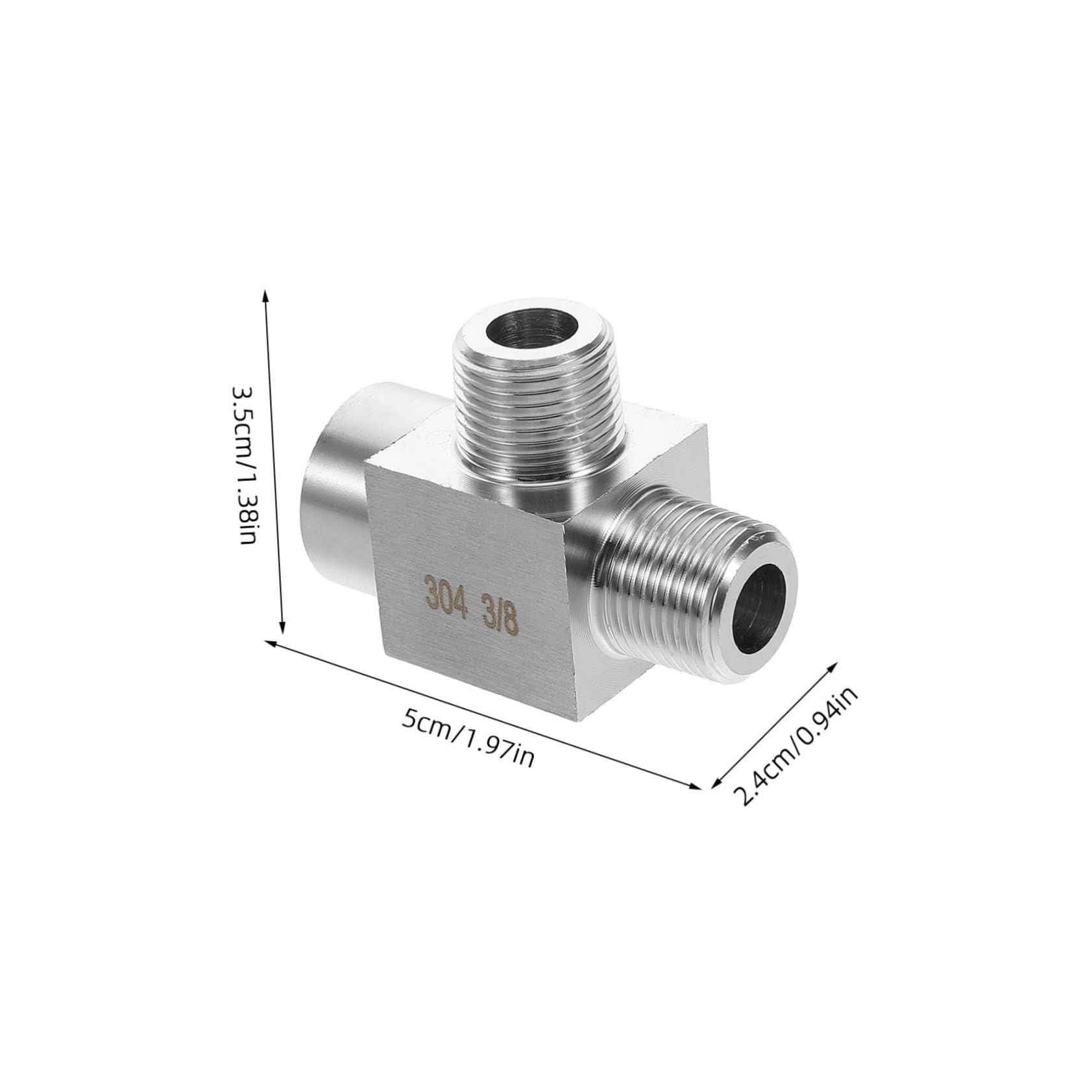 STOBAZA 304 Stainless Steel Tee Pipe Fittings 3/8 Npt Threaded for Diy Plumbing Furniture Installations