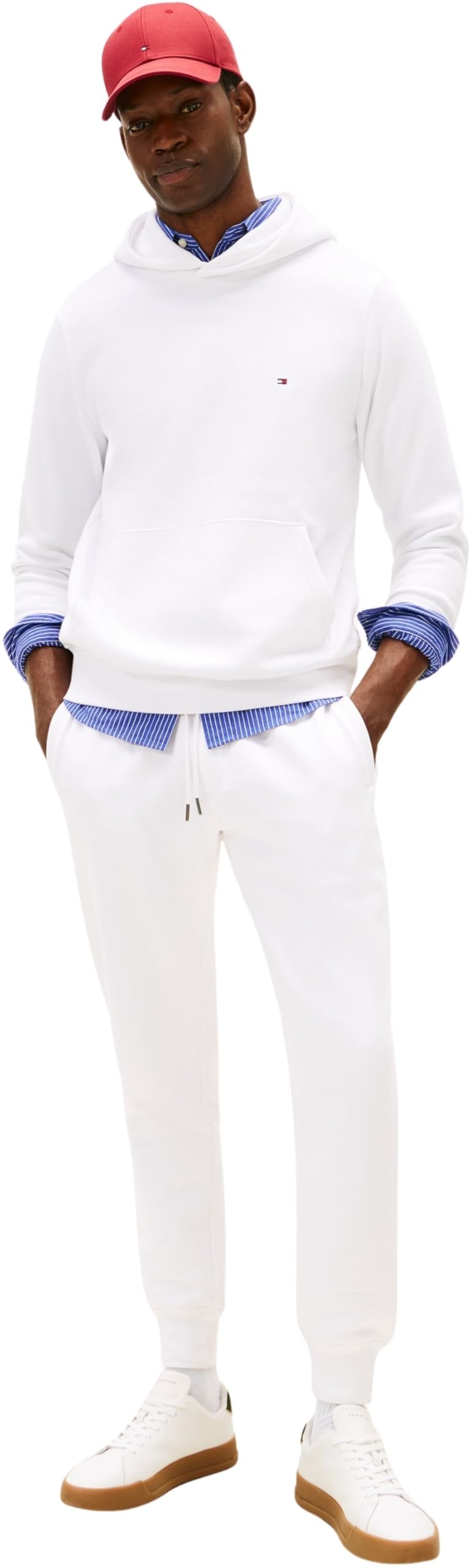 Tommy Hilfiger Men’s Flag Logo Tracksuit with Hood, White (White), XXXL