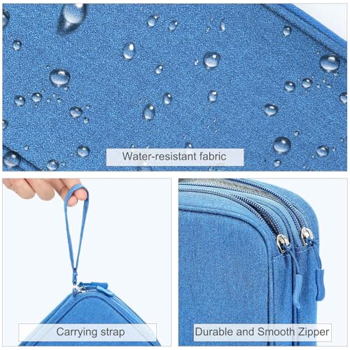 Image of FYY Electronic Organizer, Large Travel Cable Organizer Bag Pouch Electronic Accessories Carry Case Portable Waterproof Double Layers All-in-One Storage Bag for Cable, Cord, Charger, Phone, Cyan