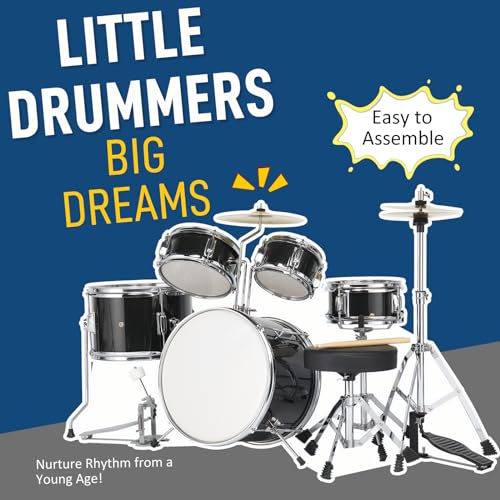 image for Ktaxon 5-Piece Complete Junior Drums Set, 14 Inch Beginners Drum Kit w