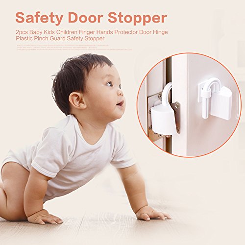 Image of Finger Guard - Finger Pinch Preventer Baby Proofing Door and Hinge Pinch Guard, White, 2-Pack