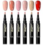 DMQ Nail Polish Pens UK, 6PCS Quick Drying Nail Art Pens, One Step 3-in-1 Gel Nail Polish Pen Set, Nude Pink Non UV Gel Nails Polish Crafts Pen, DIY Nail Pens for Girls - No Need Bake