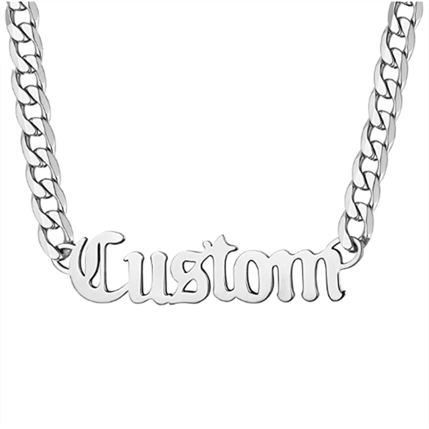 Collar Personalizado Cadena Cubana Acero Inoxidable Nombre Grabado Regalo