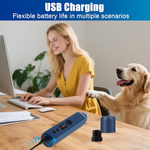 Krallenschleifer für Hunde,2-Gang 8000/9500 U/min mit LED-Beleuchtung,Hunde Krallenschneider 45dB Leise Lärm,USB-aufladbar mit Mittelgroße und Kleine Hunde