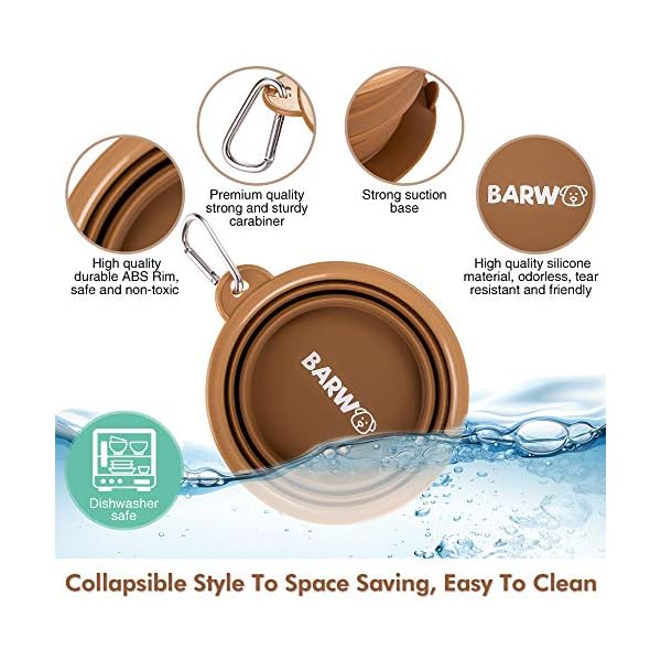 BARWO-Collapsible-Dog-Bowl-with-Non-Skid-Suction-Base-100-Pure-Silicone-Foldable-Water-Bowl-Portable-Dog-Bowl-for-Travel-Hiking-Camping-350mL-1-Piece Portable Dog Bowl for Camping