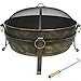 Sunnydaze 34-Inch Large Fire Pit for Outside - Wood-Burning Fire Pit Bowl for Outdoors with Spark Screen, Log Poker, and Grate