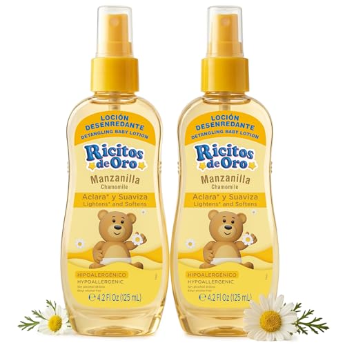 Ricitos de Oro Baby Hair Lotion Chamomile Detangler Spray Softens and Helps Lighten Hair 4.2 Fl Oz (125 mL) 2 Pack Detangler