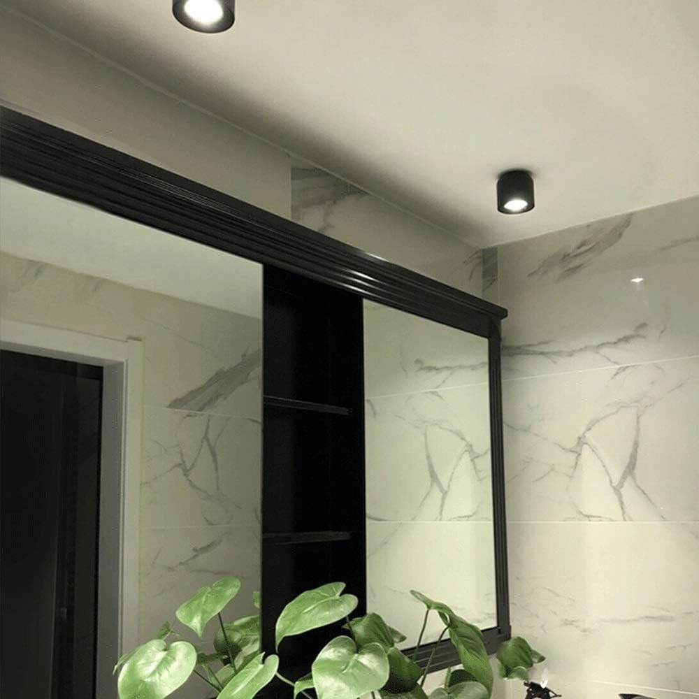 Solidna lampa sufitowa LED typu Downlight do montażu powierzchniowego 7W ciepłe naturalne światło biały czarny aluminiowy wyświetlacz do przedpokoju lampy sufitowe(White4000k,9w)