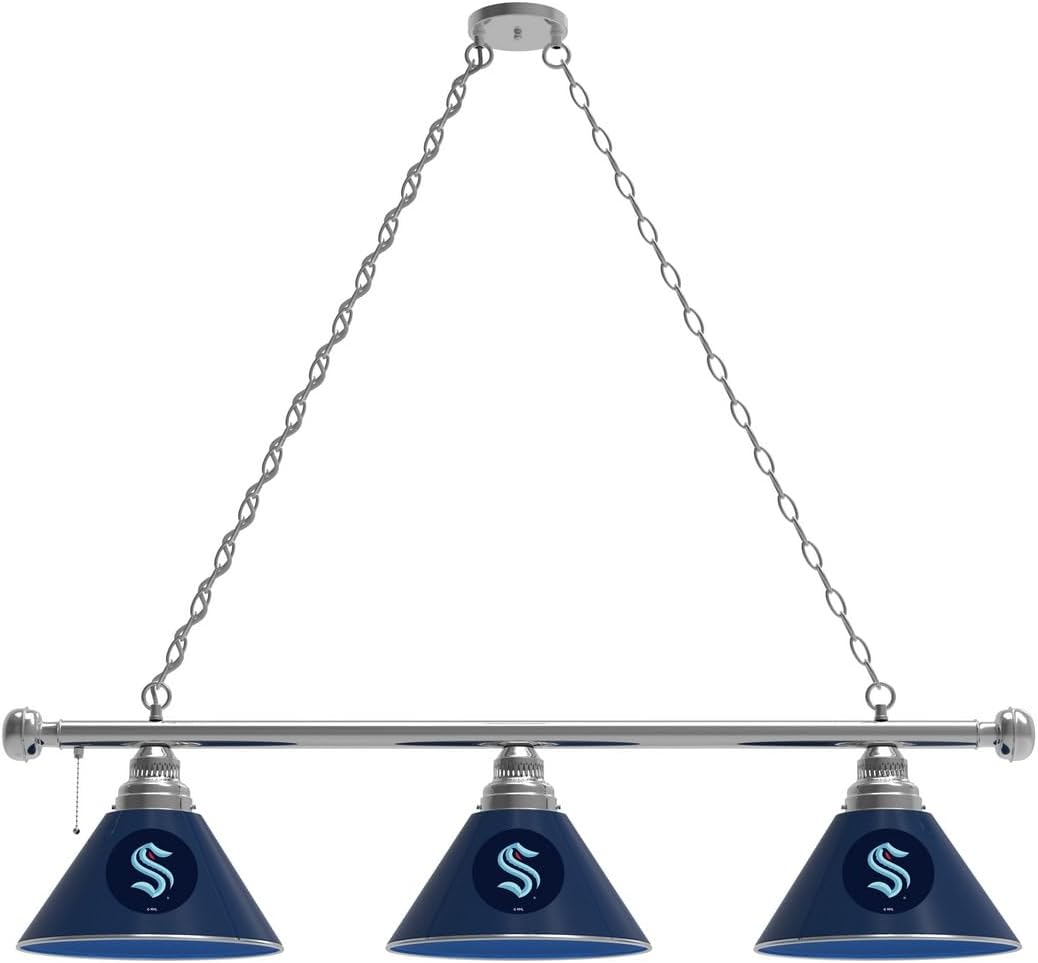 Holland Bar Stool Co. Officially Licensed NHL Seattle Kraken 3 Shade Billiard Light with Chrome Fixture by The