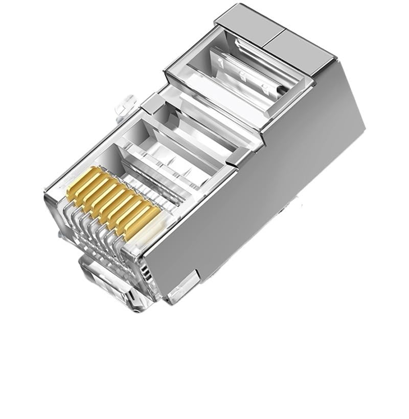 10/100PCS RJ45 RJ11 Cat5 Cat5e Shielded 8Pin 8P8C Modular Crystal Head Network Cable Plug Gold-Plated 1000M Modem Router(10PCS)