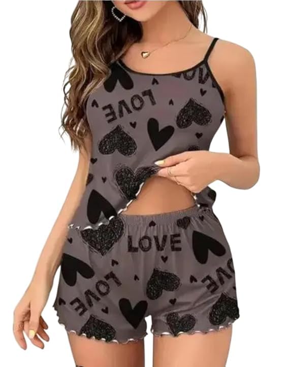 Women's Satin Blend Cami Top and Shorts Sleepwear Set, Comfortable Nightwear for Sleep, Loungewear, Honeymoon-image-35