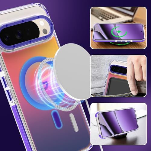 Image of Magnetic Case for Google Pixel 10 Pro XL [Compatible with Magsafe] [Cute Fashion Fluorescent Design] Shockproof Slim Translucent Matte Case for Pixel 10 Pro XL 6.8 inch, Purple