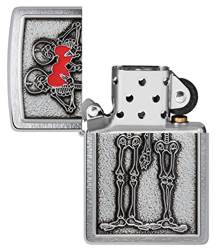 Image of Zippo Couple Love Emblem Brushed Chrome, Windproof Pocket Lighter, Refillable, (BIS Certified)