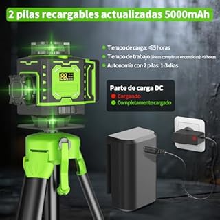 Niveau Laser Chantier Autonivelant 360° x 4 Avec trépied, Lazer Niveaux 4D 16 Lignes Laser, Mode Impulsion ExtéRieur, 2 x Batterie, Nivellement Automatique, Support Rotatif, Télécommande
