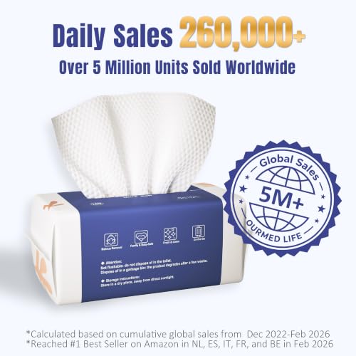 Image of Ourmed Life Face Towels, Disposable Biodegradable Clean Facial Towels for Sensitive Skin, Lint- free Face Cloths for Makeup Remover, Skincare and Women Cleaning, Dry Wipes,240 Count Dot Texture
