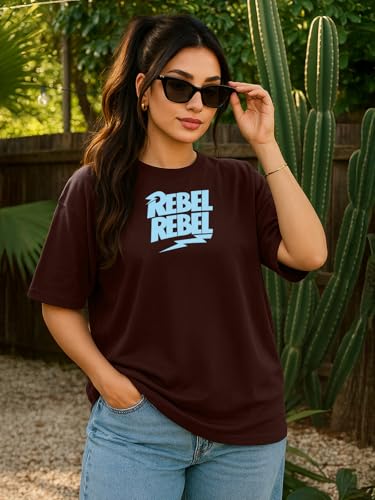 Image of Women's Printed Oversized T-Shirt with Half Sleeves and Round Neck, Soft Spun Fabric for Casual Wear (Size - S-2XL)