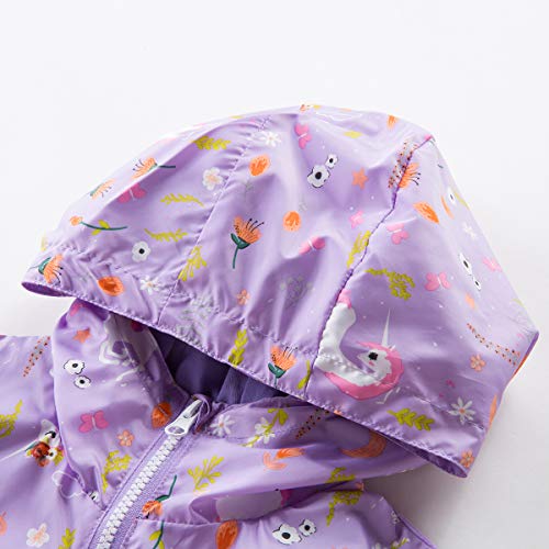 Image of MGEOY Girls Rain Jacket Lightweight Waterproof Hooded Cotton Lined Raincoat Windbreaker for Kids Size 4-12 Years