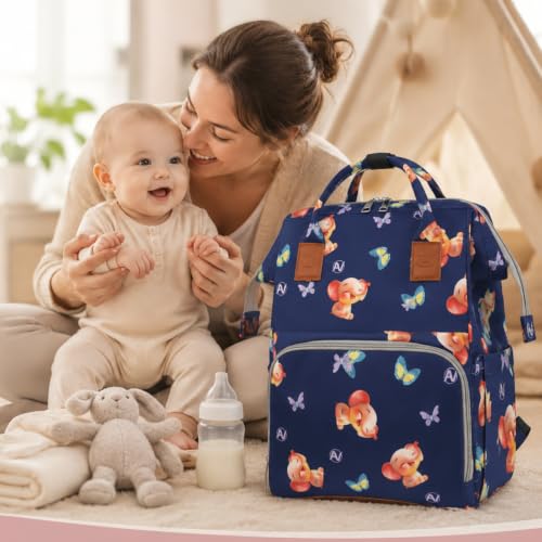 Image of Winnies Diaper Bag Backpack with Secure Front Buckle - Waterproof Maternity Travel Backpack with Large Capacity, Insulated Bottle Holders & Multiple Internal Pockets