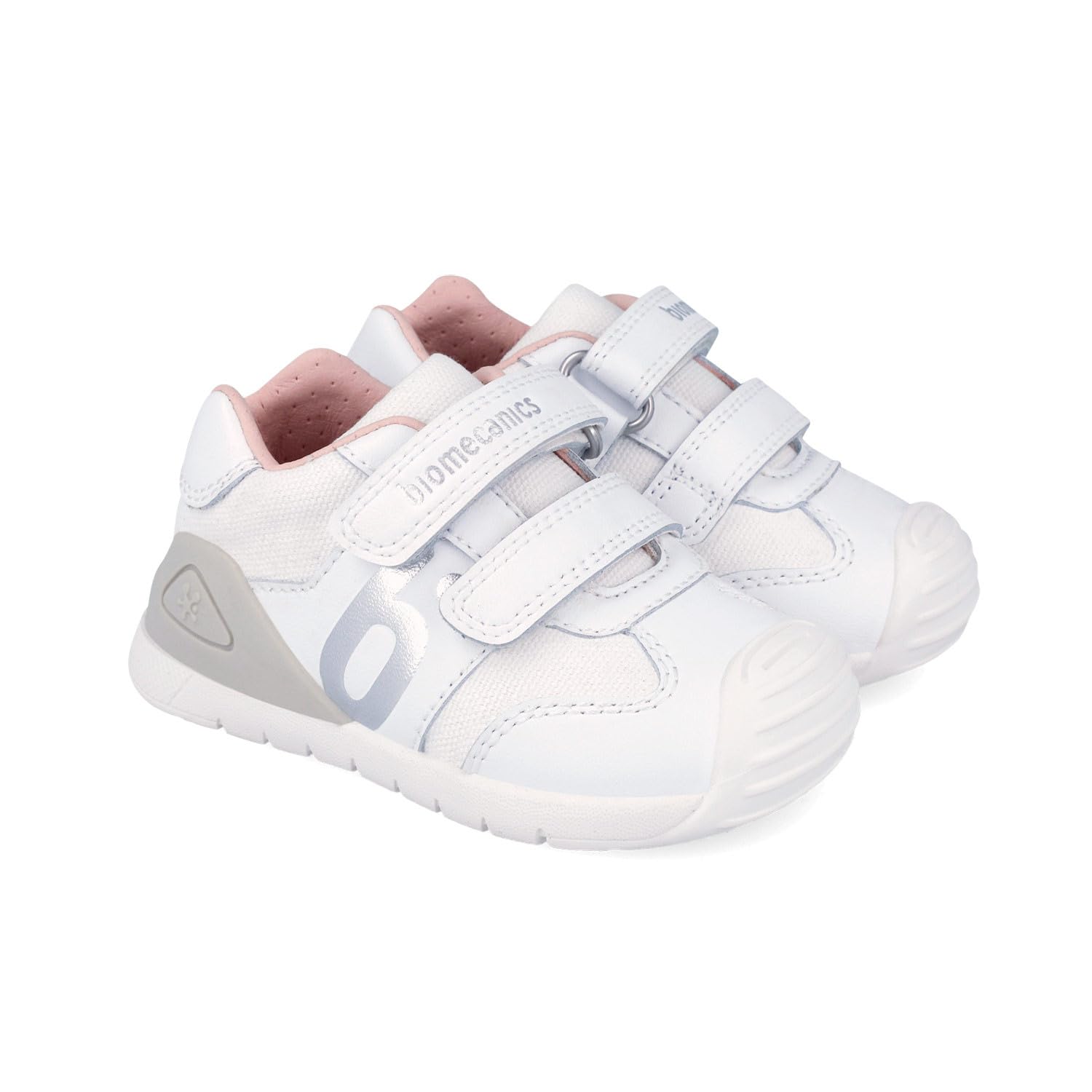 Biomecanics Scarpe Primo Passo Bambina 262121 Bianco Argento con Certificazione Pediatrica, Doppio Strappo,Ergonomica