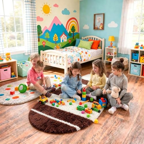 Image of Vasrug Luxury Soft Shaggy Bedside Ovel Rug - Geometric Design | Plush High-Pile Bedroom Carpet, Pack of 1 Pic, 2x5 Feet, (AA12)