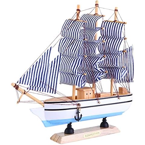 Veemoon Wooden Sailing Ship Model, Handmade Vintage Nautical Sail Ship, Mediterranean Style Boat Model for Mediterranean Style Beach Nautical Home Decoration for Bar Home Cover
