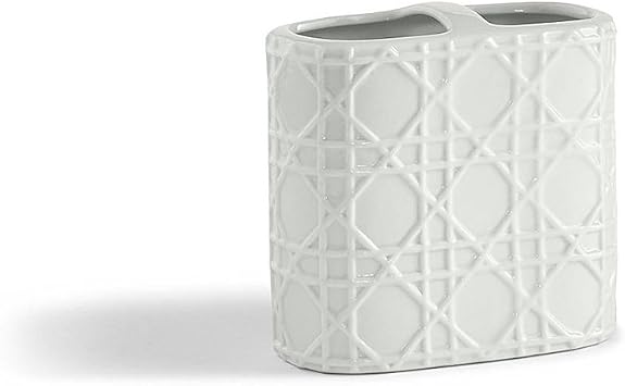Kassatex ARN-TBH Rattan Toothbrush Holder, Porcelain