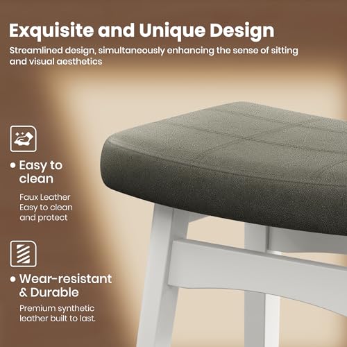 Image of PHI VILLA Counter Height Bar Stools Set of 3, Solid Wood Barstools