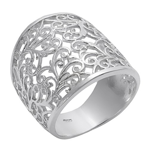 Silverly Anillo Plata de Ley Filigrana Floral Mujer | Banda Ancha Espiral Calada | Anillo Plata 925 Inspirado Naturaleza | Joyería Cottagecore Cuento Hadas | Diseño Adornado Similar al Encaje Silverly Anillo Plata de Ley Filigrana Floral Mujer | Banda Ancha Espiral Calada | Anillo Plata 925 Inspirado Naturaleza | Joyería Cottagecore Cuento Hadas | Diseño Adornado Similar al Encaje