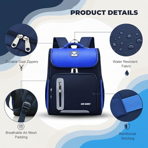 Image of School Bag for Boys & Girls 6-10 Years | Kids Lightweight Waterproof Backpack for 8-10 Years | Spacious Durable Book Bag for Primary & Middle School Students