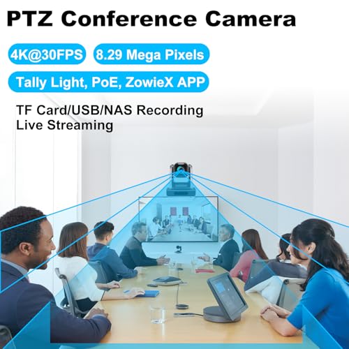 Image of zowietek 4K PTZ Conference Camera, ZowiePTZ, Ergo-Ease Remote Control, ZowieX APP Manager, 18X Optical+12X Digital Zoom, HDMI /USB, RTSP /RTMP(s) /SRT Stream, Meeting, Church, Event, Teaching