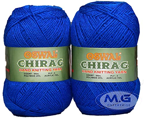 Image of Chirag Bigboss Royal Blue (200 gm) Wool Ball Hand Knitting Wool /Art Craft Soft Fingering Crochet Hook Yarn, Needle Knitting Yarn Thread Dyed-P