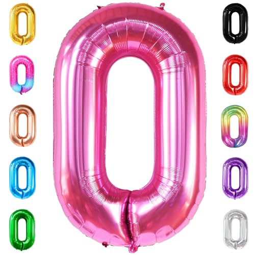 Image of KatchOn Hot Pink 0 Balloon Numbers 40 Inch | Pair 0 Digit To Other Numbers, Pink Zero for Birthday Party Supplies, Zero Balloon, Birthday Party Decorations
