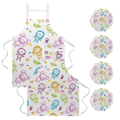 Tablier de cuisine pour enfants multicolore bloquant les salissures de pâtisserie