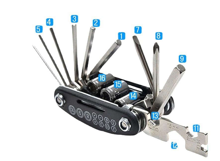 Bike Multitool Bike Tool Kit 16 in 1? Multi-Function Bike Bicycle Cycling Mechanic Repair Tool Kit?Multi-Purpose for Bicycle Repairs, Easy-to-Carry Portable Tool Kit