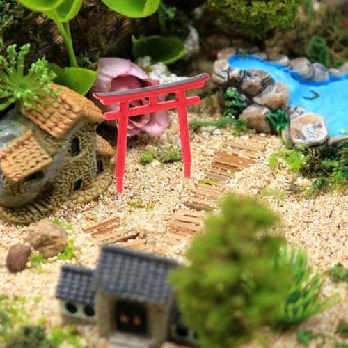 Image of Toddmomy Aquarium Torii Sculpture Decor Mini Japanese Shrine Gate Ornament for Fish Tank Landscape Decoration Accessory 1.49X1.29X0.11In Set of 4