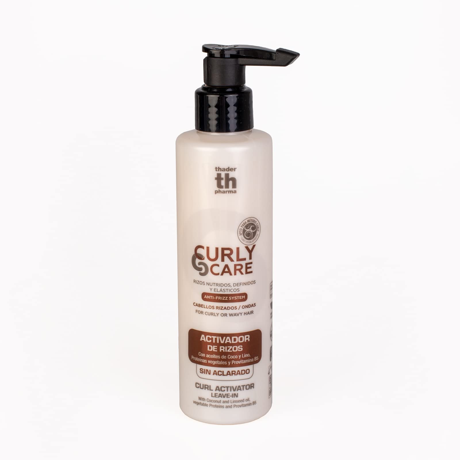 Thader TH Pharma Curly Care Activador de Rizos sin aclarado con aceites de Coco y Lino, Proteínas Vegetales y Provitamina B5, 200 ml