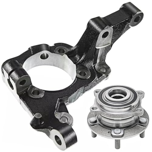 Image of Detroit Axle - 2pc Front Right Knuckle Kit for 2007-2012 Hyundai Veracruz, 2008 2009 2010 2011 Passenger Side Steering Knuckle, Wheel Bearing Hub Assembly Replacement
