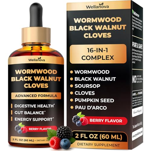 Wellanova Wormwood Black Walnut Clove Cleanse for Humans - Advanced Detox for Adults - Gut Health Supplement with Wormwood Herb, Black Walnut Hull, Clove, Garlic, Pumpkin Seed, PAU D'Arco, Soursop